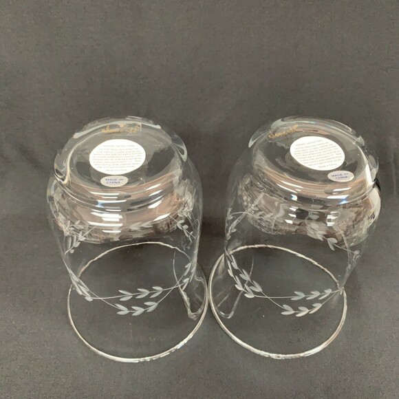 Elements Candle Holders Clear Glass Etched Leaves 5 7/8" High - Picture 6 of 9